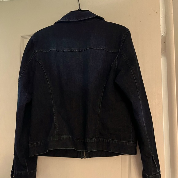 Style&Co Dark Blue Jean/Denim Jacket with snaps and zipper - Picture 3 of 4